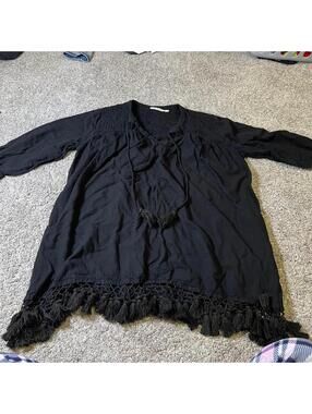 Roller Rabbit Black Tassel Fringe Bathing Suit Cover Up size M